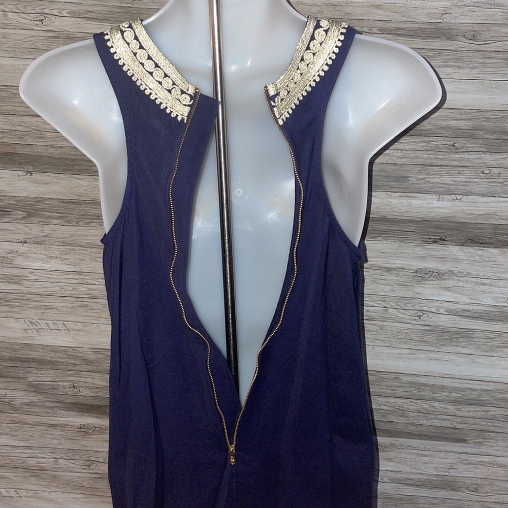 LILLY PULITZER Carlotta Stretch Shift Dress True Navy and Gold Sz 00 Preppy - Picture 7 of 10